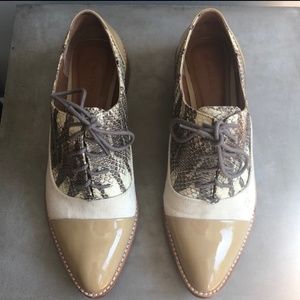Rachel Roy mixed media laced up oxfords.